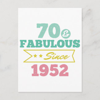 colourful 70 and fabulous since 1952 postcard