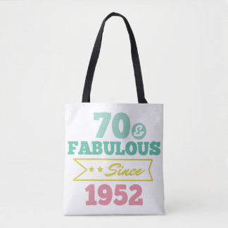 colourful 70 and fabulous since 1952 tote bag