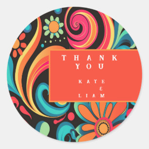 colourful 70’s  classic round sticker