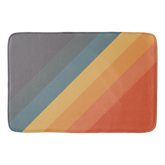 Colourful 70s 80s Retro Striped Stripes Bath Mat (Front)