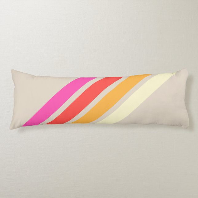 Colourful 70s 80s Retro Striped Stripes Body Cushion (Front)