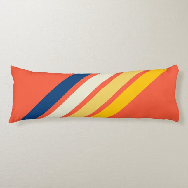 Colourful 70s 80s Retro Striped Stripes Body Cushion (Front)