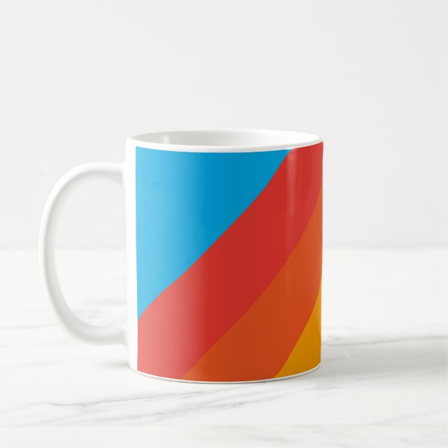 Colourful 70s 80s Retro Striped Stripes Coffee Mug (Left)