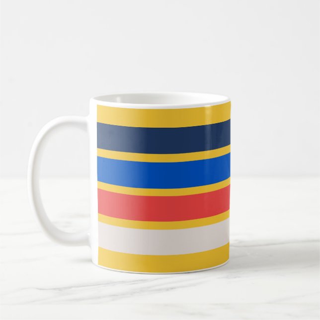 Colourful 70s 80s Retro Striped Stripes Coffee Mug (Left)