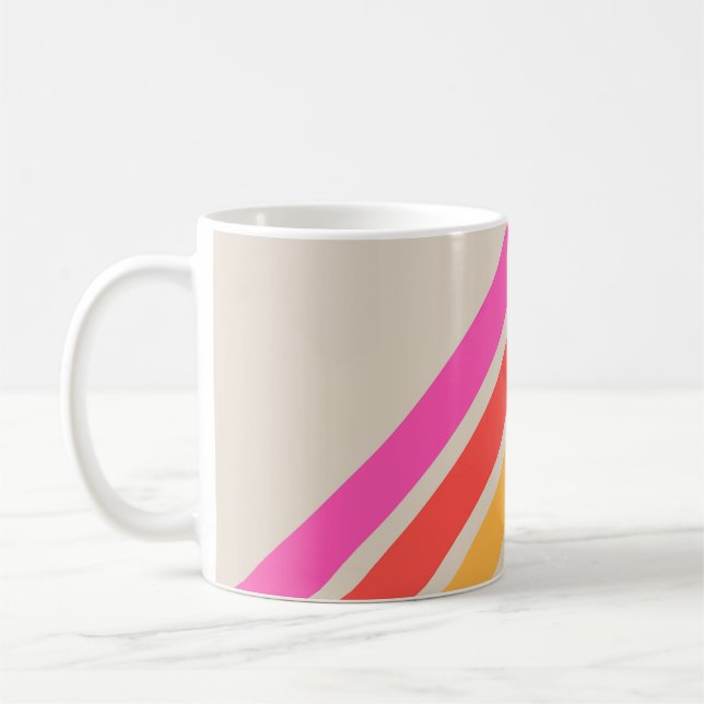 Colourful 70s 80s Retro Striped Stripes Coffee Mug (Left)