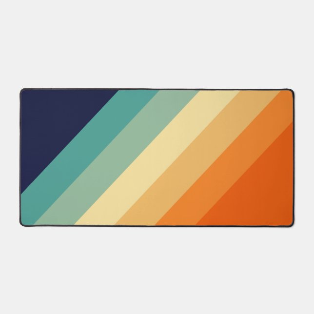 Colourful 70s 80s Retro Striped Stripes Desk Mat (Front)