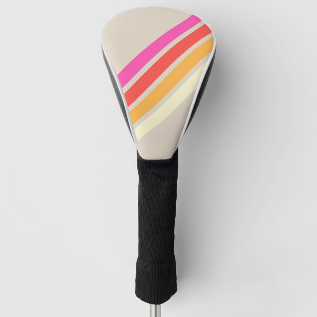 Colourful 70s 80s Retro Striped Stripes Golf Head Cover (Front)
