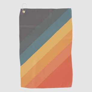 Colourful 70s 80s Retro Striped Stripes Golf Towel