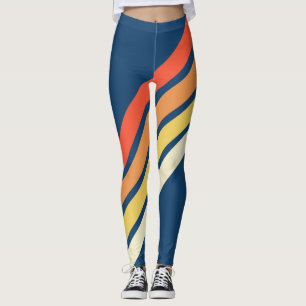 Colourful 70s 80s Retro Striped Stripes Leggings