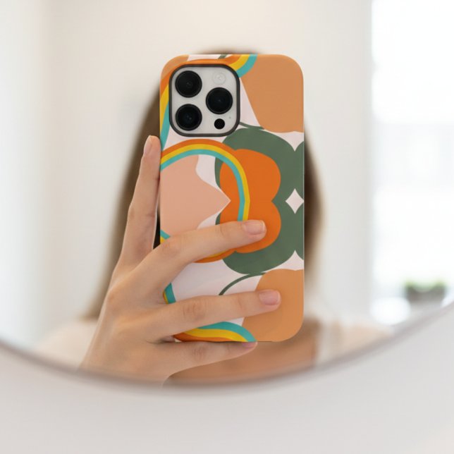 Colourful 70s retro abstract on pink aesthetic Case-Mate iPhone case (Creator Uploaded)