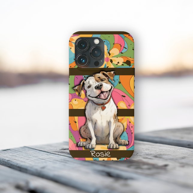 Colourful 70's Retro Funny Bull Dog Personalised Case-Mate iPhone Case (Creator Uploaded)