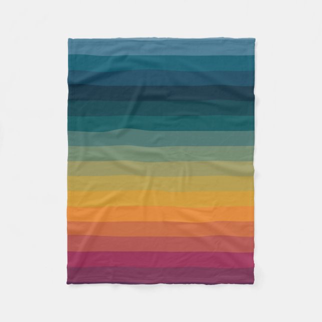 Colourful 70s Retro Striped Stripes Fleece Blanket (Front)