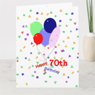 Colourful 70th Birthday Balloons Card
