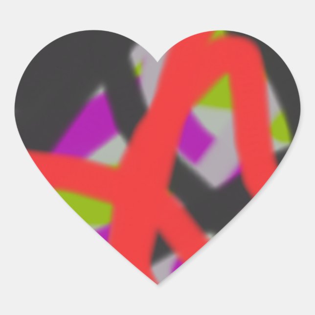 colourful 7564 abstract art heart sticker (Front)