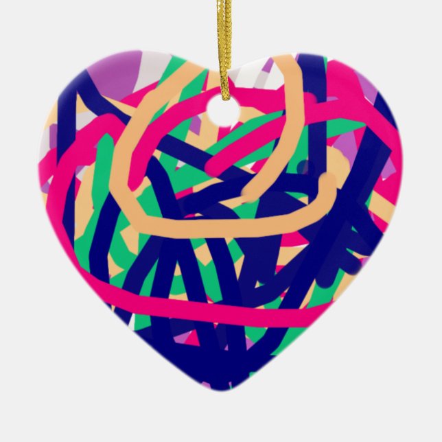 colourful 7647 abstract art ceramic tree decoration (Front)