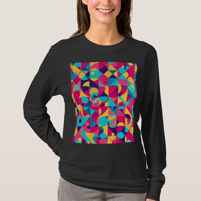 Colourful 80s 90s Vintage Pattern Tee (Front)