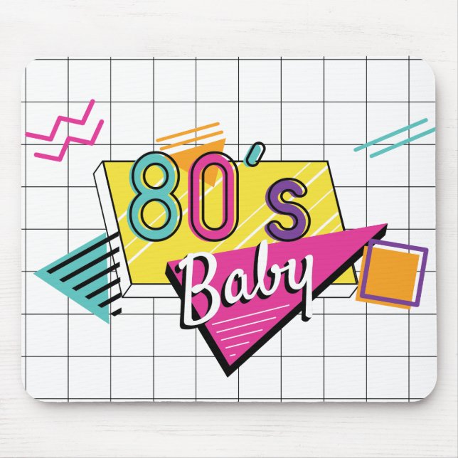 Colourful 80's Baby Mouse Mat (Front)