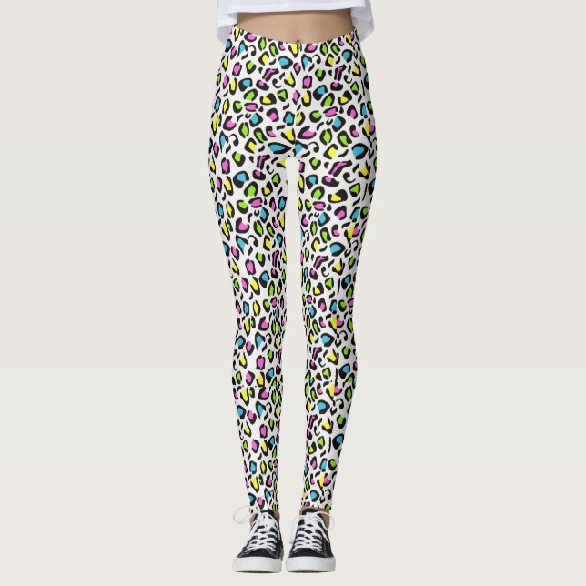 Colourful 80s Cheetah Print Leggings (Front)