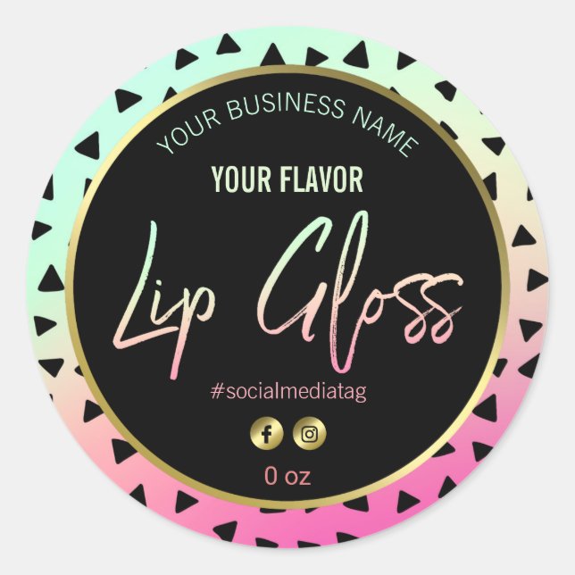 Colourful 80's Design Lip Gloss Labels (Front)