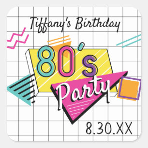 Colourful 80's Party Stickers