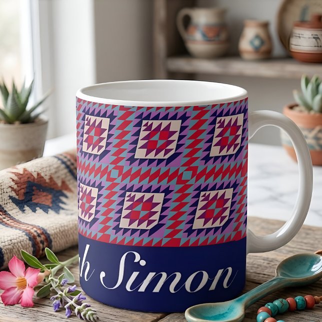 Colourful 80s Retro aesthetic Custom name Script Coffee Mug (Creator Uploaded)