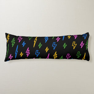 Colourful 80's Retro Neon Lightning Pattern  Body Cushion
