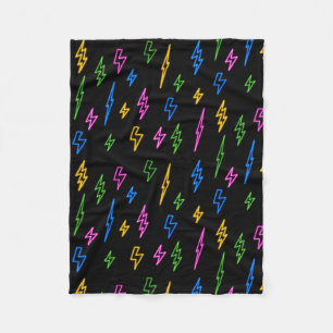 Colourful 80's Retro Neon Lightning Pattern  Fleece Blanket