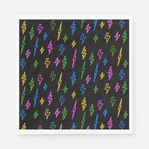 Colourful 80's Retro Neon Lightning Pattern  Napkin