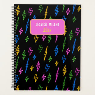 Colourful 80's Retro Neon Lightning Pattern  Planner
