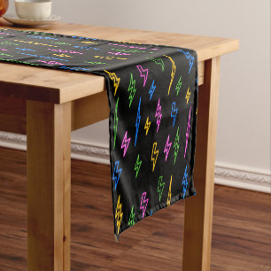 Colourful 80's Retro Neon Lightning Pattern  Short Table Runner