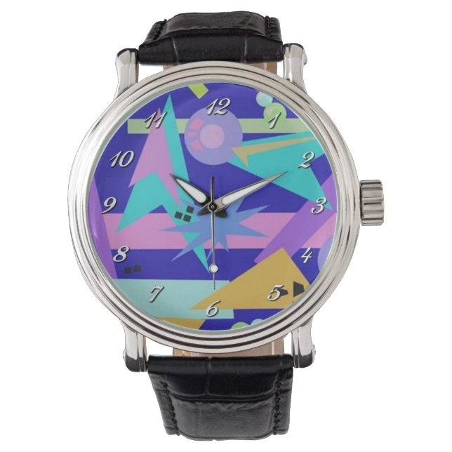 Colourful 80's Retro Pattern Wrist Watch (Front)
