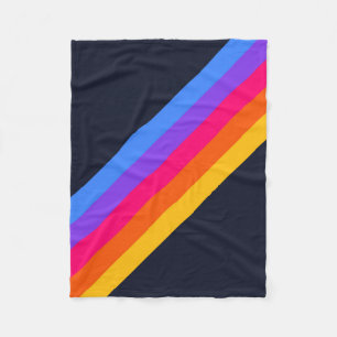 Colourful 80s Retro Striped Stripes Fleece Blanket