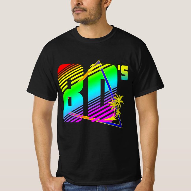 Colourful 80's sunset palm trees T-Shirt (Front)