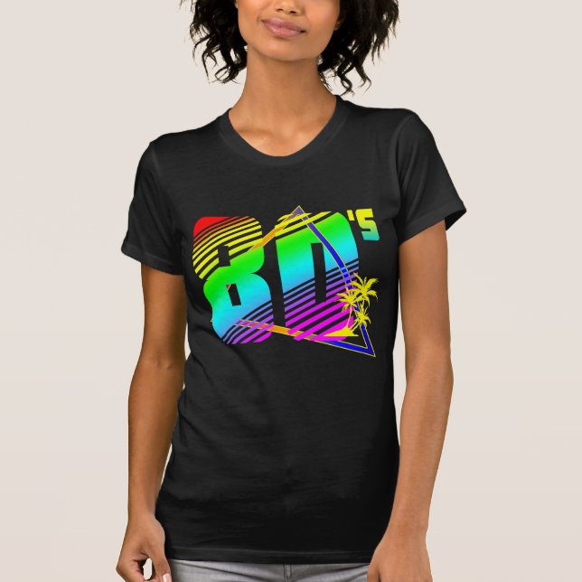 Colourful 80's sunset palm trees T-Shirt (Front)
