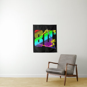 Colourful 80's sunset palm trees tapestry