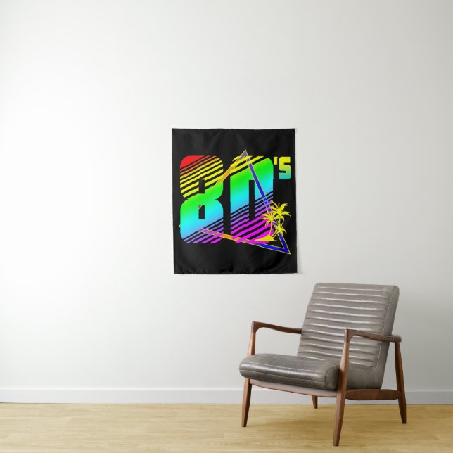 Colourful 80's sunset palm trees tapestry (In Situ)