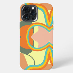 Colourful 80s vintage abstract on yellow aesthetic iPhone 13 pro max case