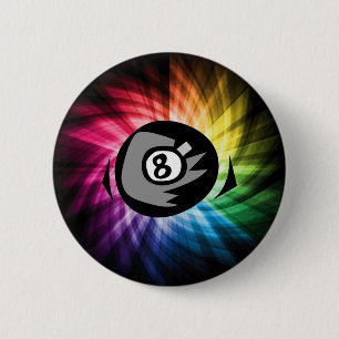 Colourful 8 ball 6 cm round badge