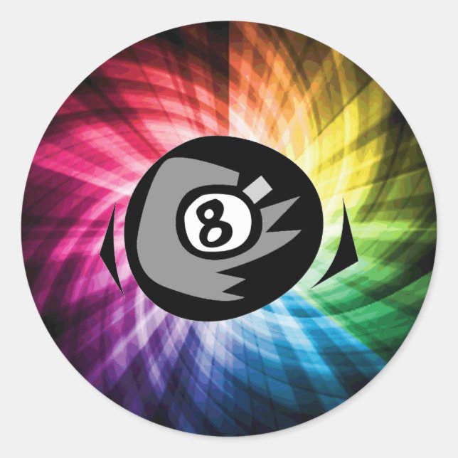 Colourful 8 ball classic round sticker (Front)