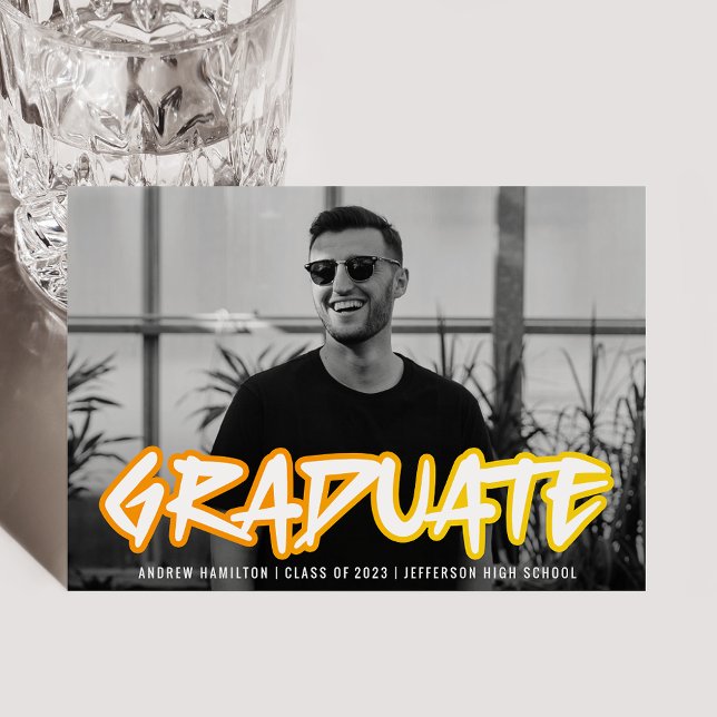 Colourful 90s Retro Typography Photo Graduation Announcement (Creator Uploaded)