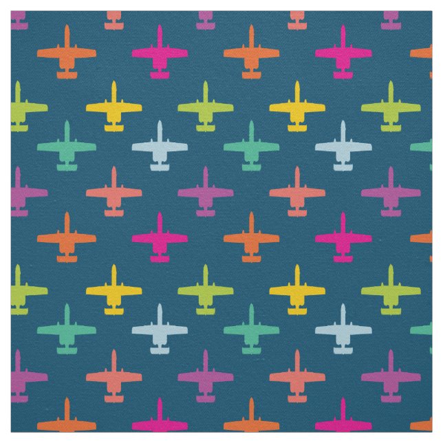 Colourful A-10 Warthog Attack Jet Pattern Candy Fabric (Swatch)