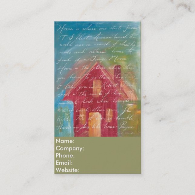 Colourful A Home Quote Real Estate Agent Business Card (Front)