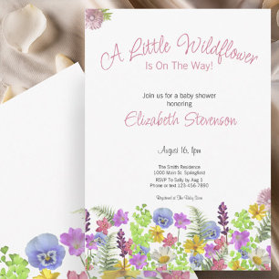 Colourful A Little Wildflower Girl Baby Shower Invitation