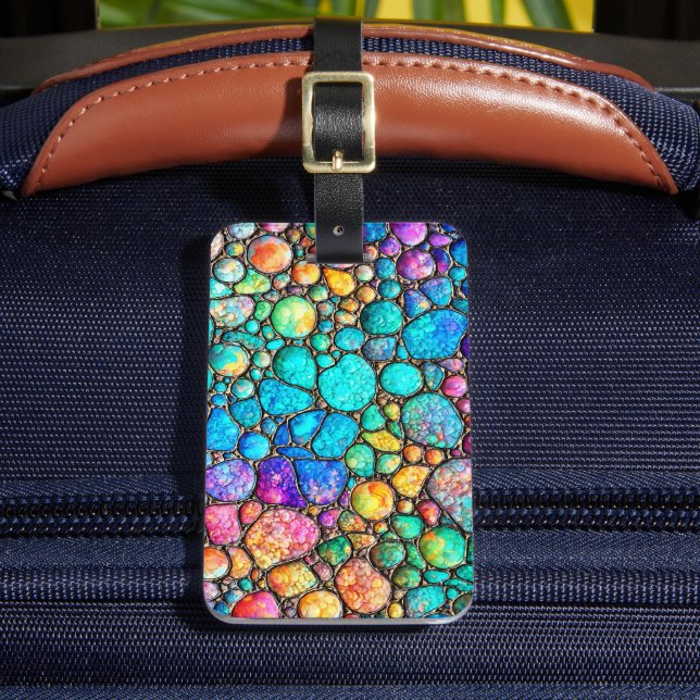 Colourful Abalone Bubbles  Luggage Tag (Front Insitu 2)