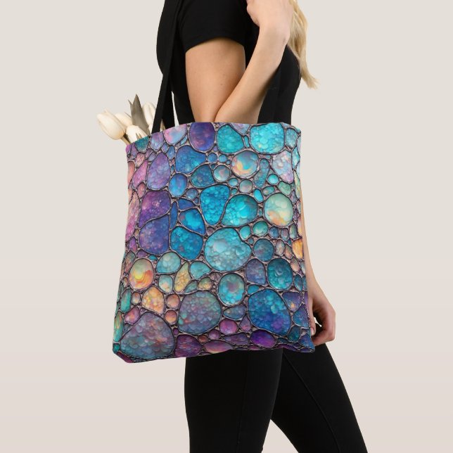 Colourful Abalone Bubbles Tote Bag (Close Up)