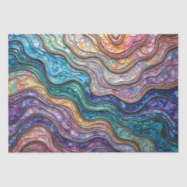 Colourful Abalone Rippled Waves Tissue Paper (Front)
