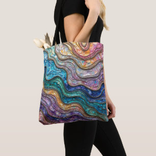 Colourful Abalone Rippled Waves Tote Bag