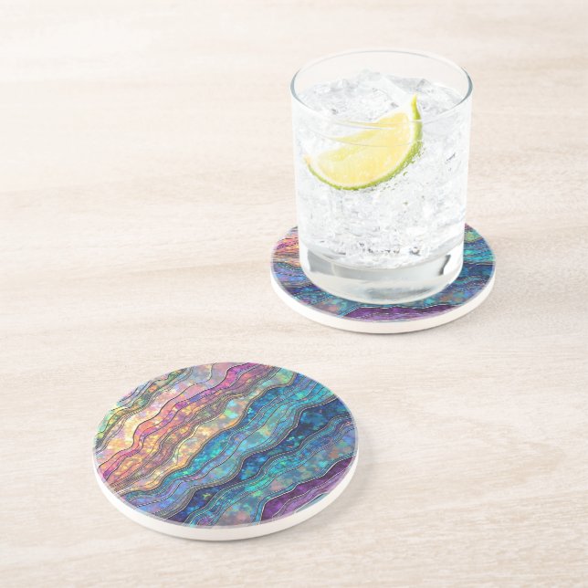 Colourful Abalone Ripples Coaster (Side)