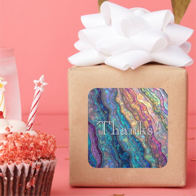 Colourful Abalone Ripples Custom  Square Sticker (Party)