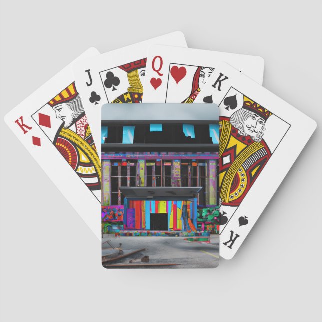 Colourful Abandoned Building Abstract AI Art Playing Cards (Back)